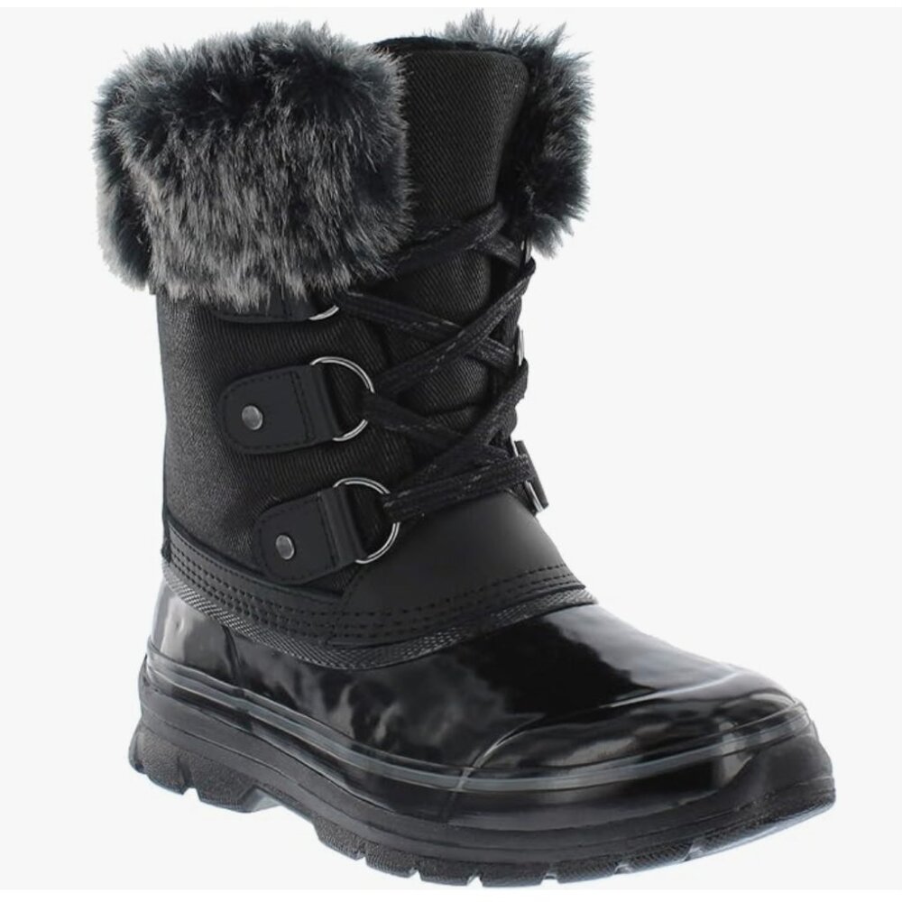 Khombu Reagan Lace Up Mid Snow Winter Boots with Faux Fur Sz 10M waterproof